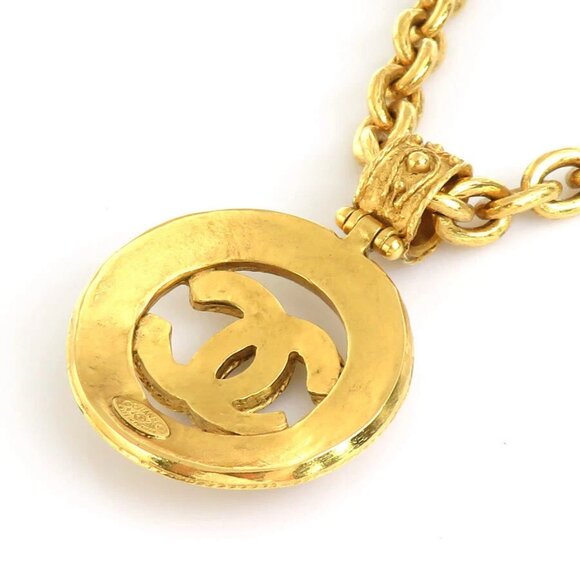 Auth CHANEL Vintage CC Logo Necklace Gold Metal - Picture 6 of 11